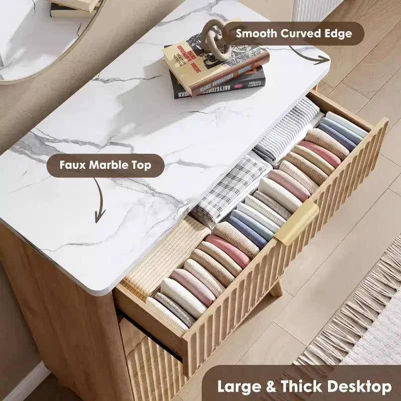 Commode moderne en bois au profil incurvé