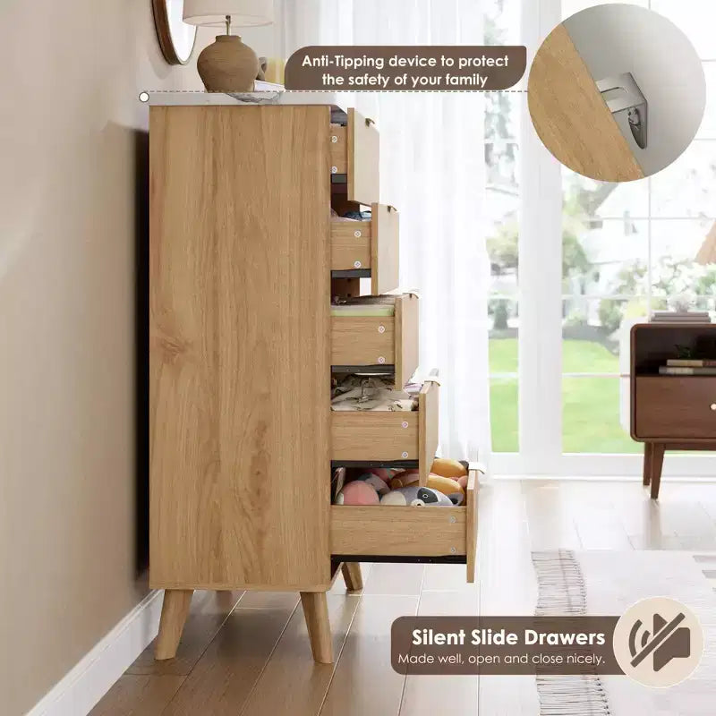 Commode moderne en bois au profil incurvé