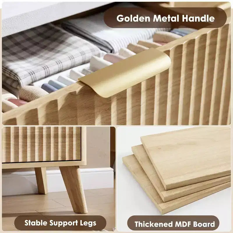 Commode moderne en bois au profil incurvé