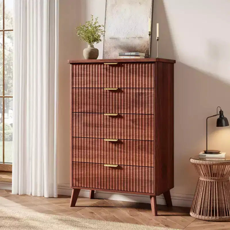 Commode moderne en bois au profil incurvé