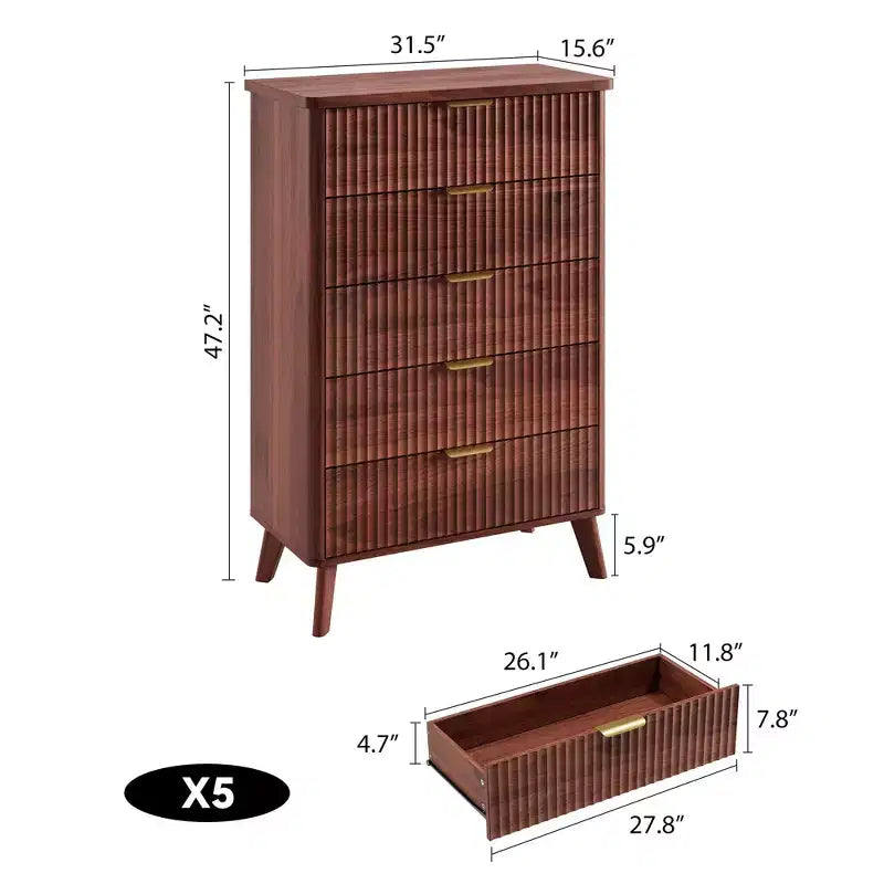 Commode moderne en bois au profil incurvé