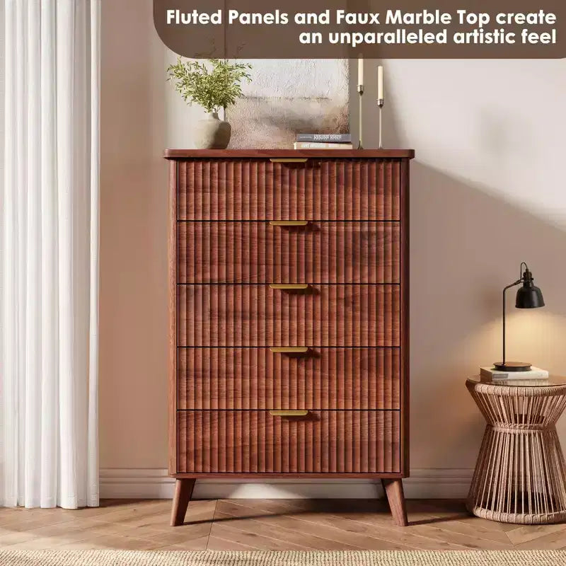 Commode moderne en bois au profil incurvé
