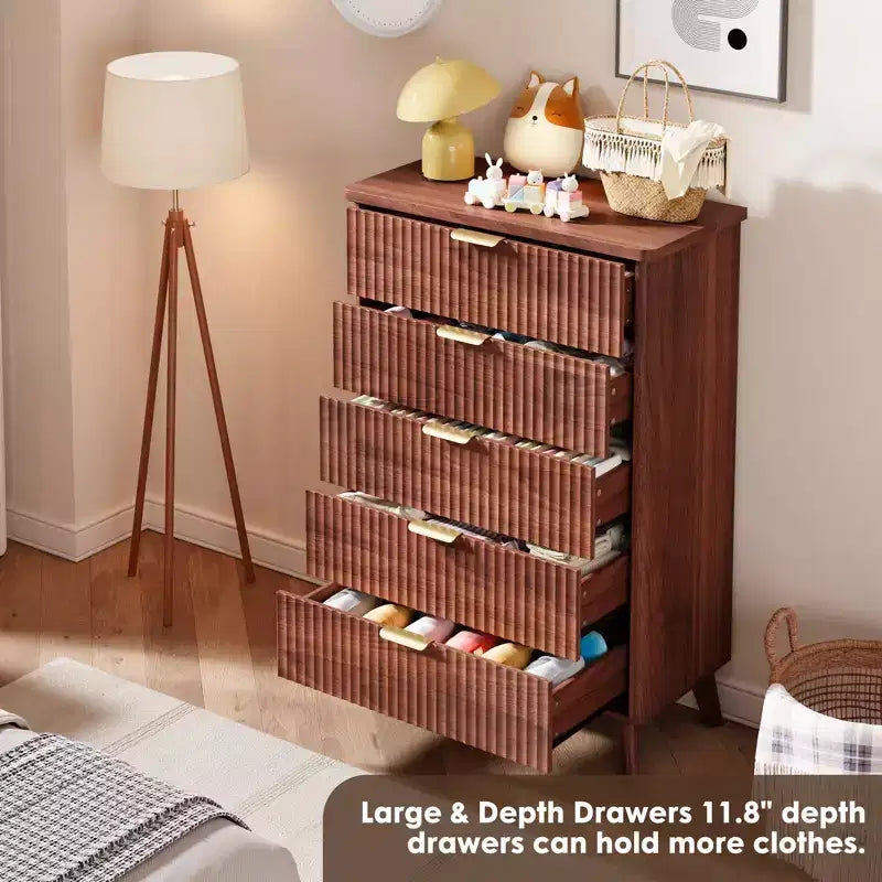 Commode moderne en bois au profil incurvé