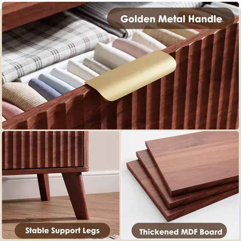Commode moderne en bois au profil incurvé