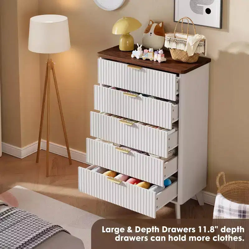 Commode moderne en bois au profil incurvé