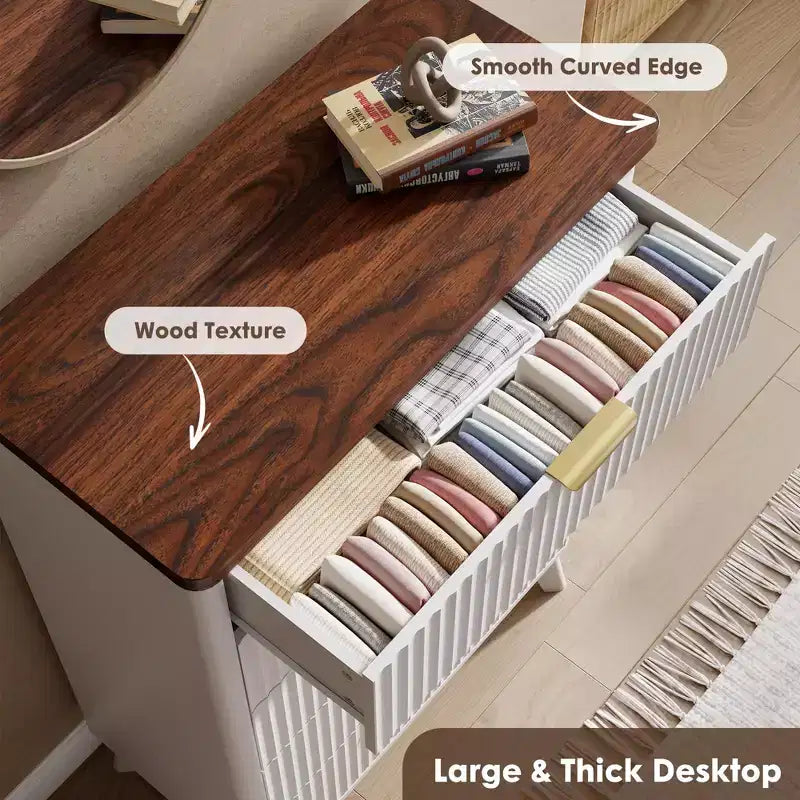 Commode moderne en bois au profil incurvé