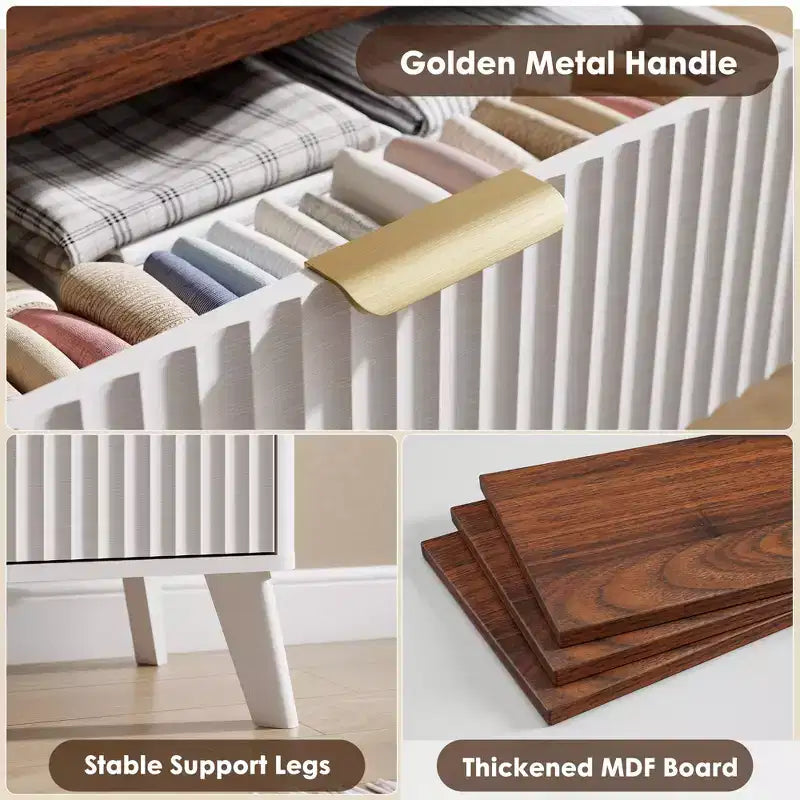 Commode moderne en bois au profil incurvé