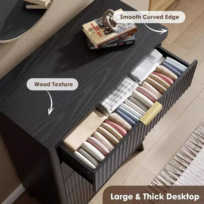 Commode moderne en bois au profil incurvé