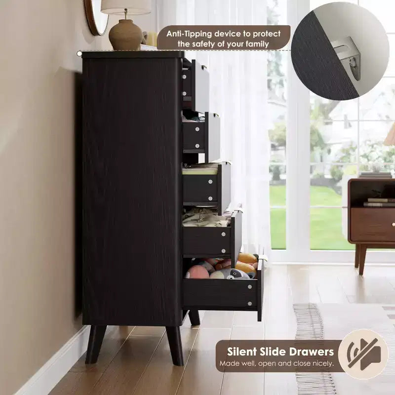 Commode moderne en bois au profil incurvé