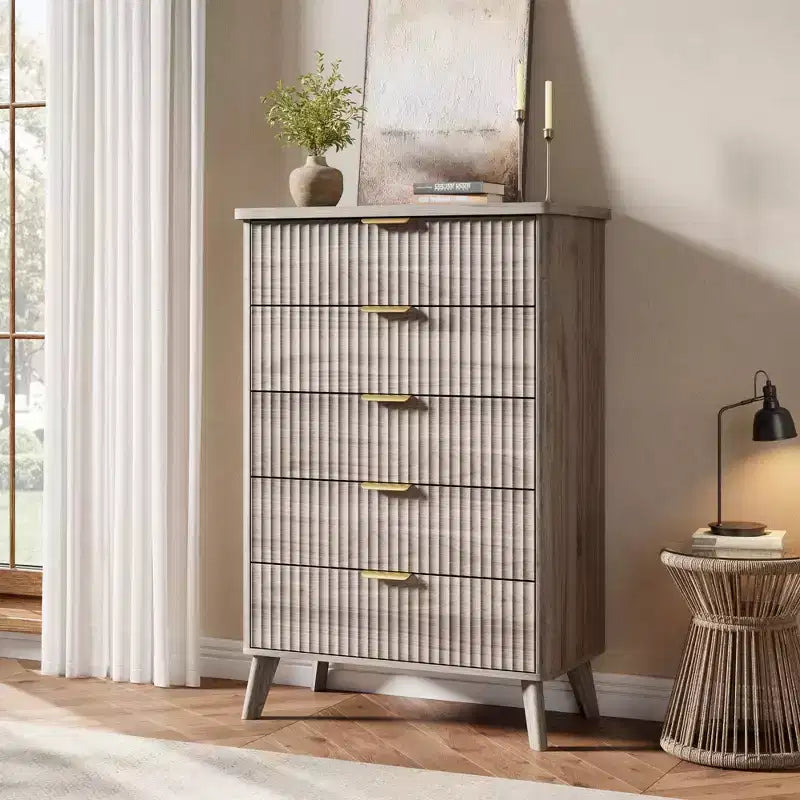 Commode moderne en bois au profil incurvé