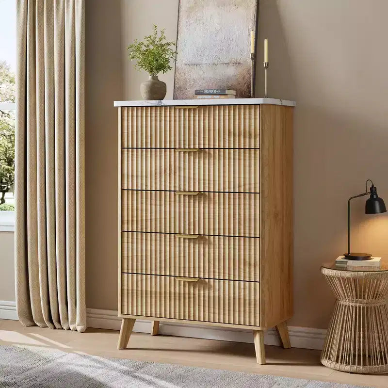 Commode moderne en bois au profil incurvé