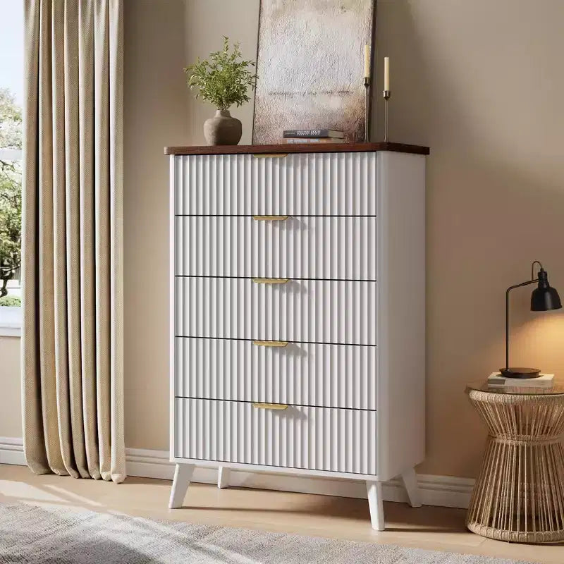 Commode moderne en bois au profil incurvé