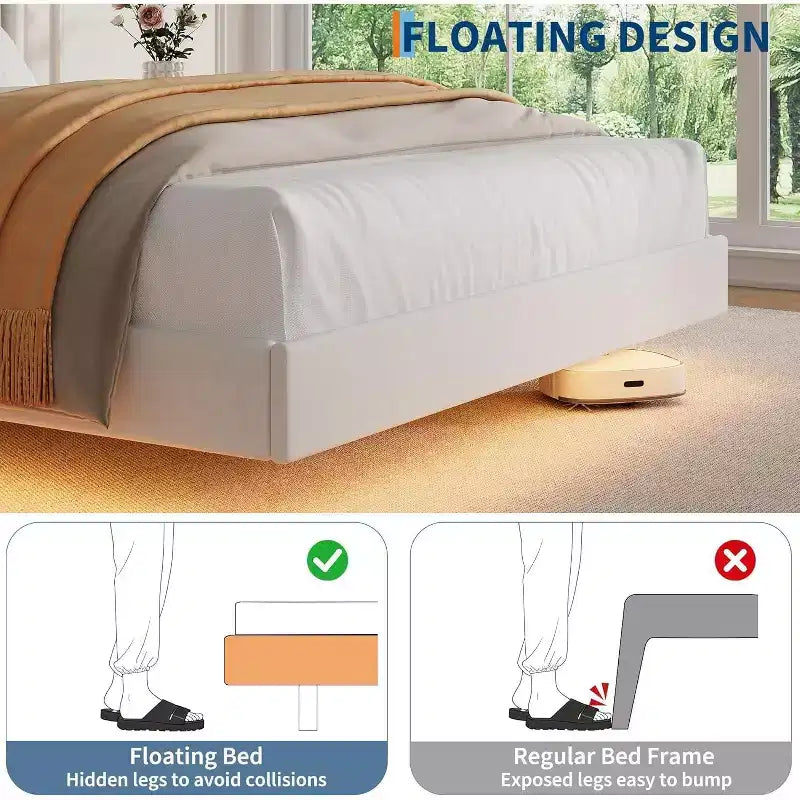 Cadre de lit flottant moderne