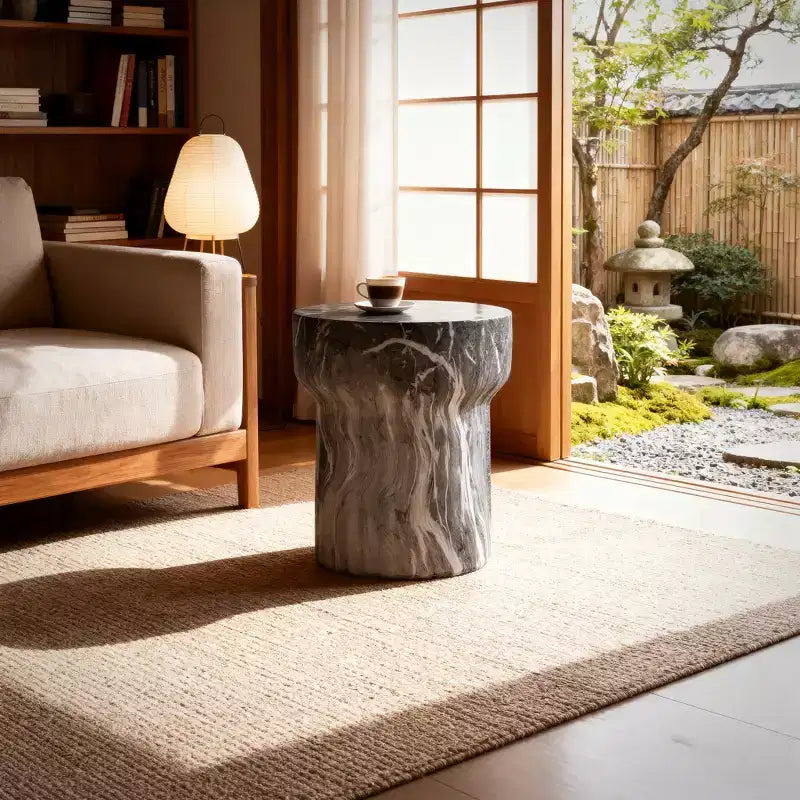 Table d'appoint moderne en béton léger pour intérieur/extérieur
