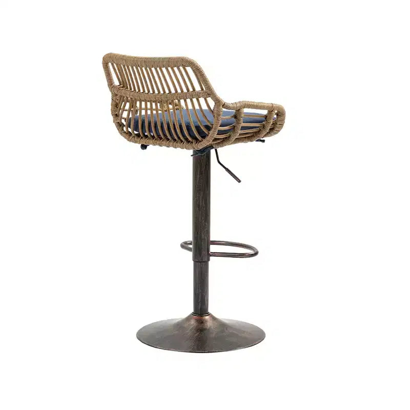 Tabourets de bar pivotants en rotin - Chaises à base métallique réglables en hauteur