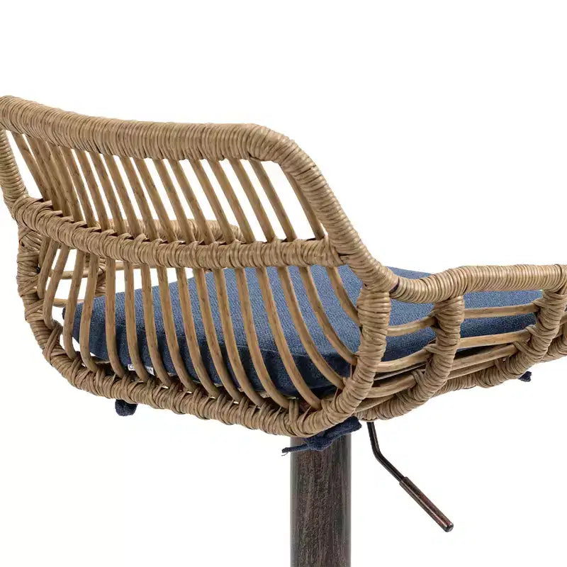 Tabourets de bar pivotants en rotin - Chaises à base métallique réglables en hauteur