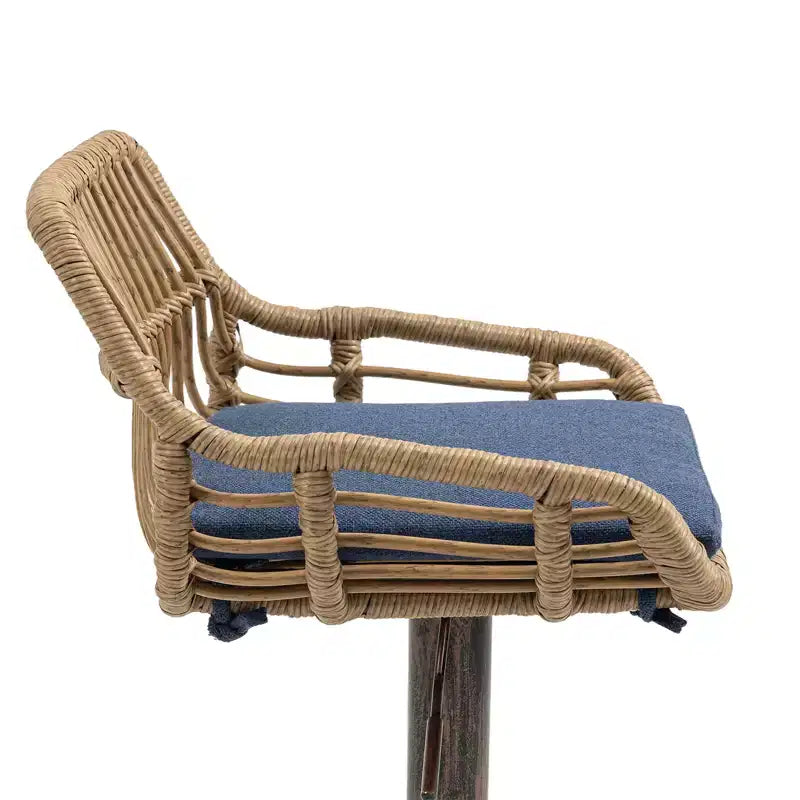 Tabourets de bar pivotants en rotin - Chaises à base métallique réglables en hauteur