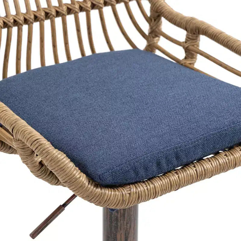 Tabourets de bar pivotants en rotin - Chaises à base métallique réglables en hauteur