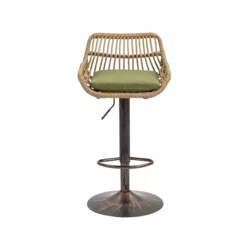 Tabourets de bar pivotants en rotin - Chaises à base métallique réglables en hauteur