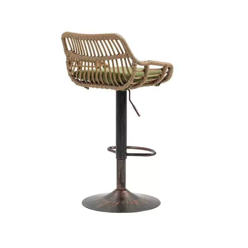 Tabourets de bar pivotants en rotin - Chaises à base métallique réglables en hauteur