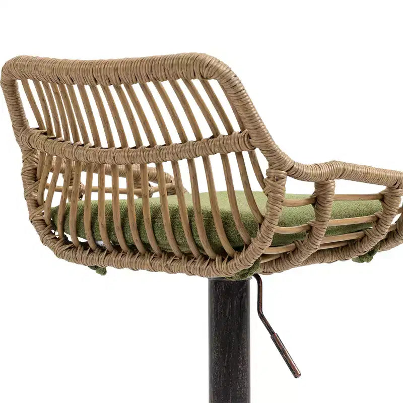 Tabourets de bar pivotants en rotin - Chaises à base métallique réglables en hauteur