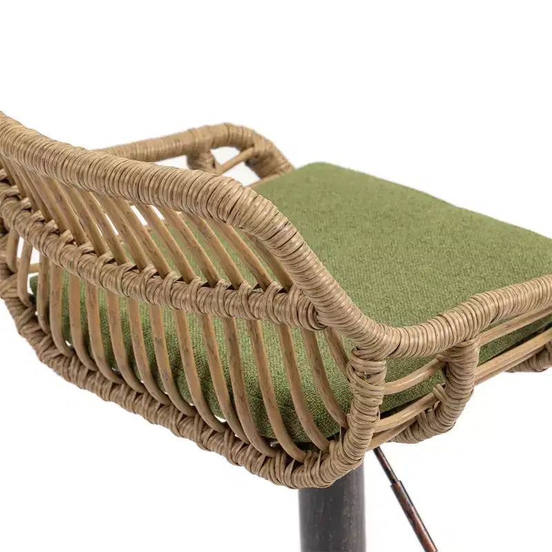 Tabourets de bar pivotants en rotin - Chaises à base métallique réglables en hauteur