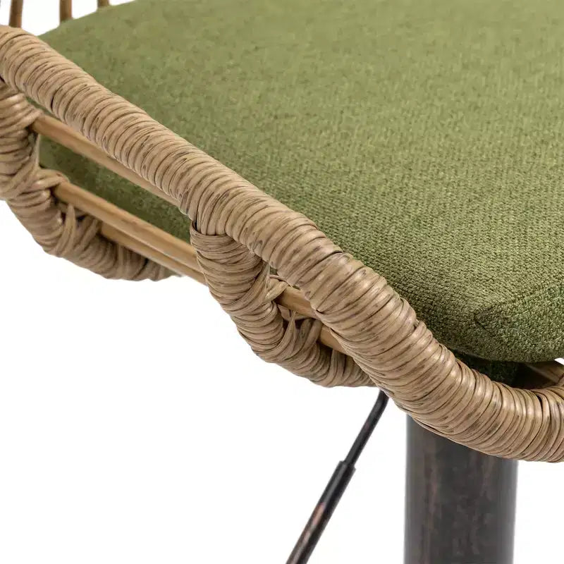 Tabourets de bar pivotants en rotin - Chaises à base métallique réglables en hauteur