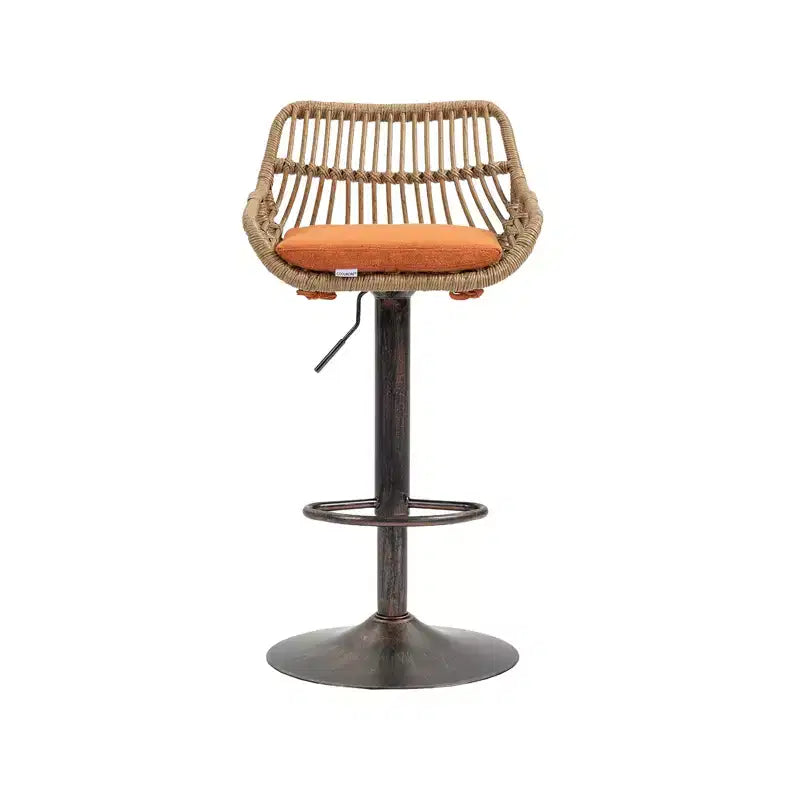 Tabourets de bar pivotants en rotin - Chaises à base métallique réglables en hauteur