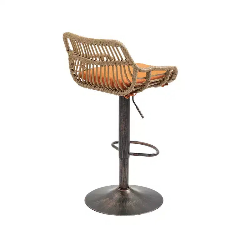 Tabourets de bar pivotants en rotin - Chaises à base métallique réglables en hauteur