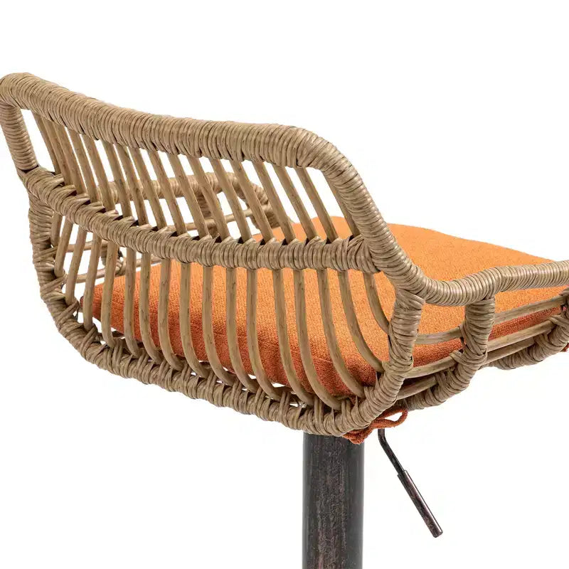 Tabourets de bar pivotants en rotin - Chaises à base métallique réglables en hauteur