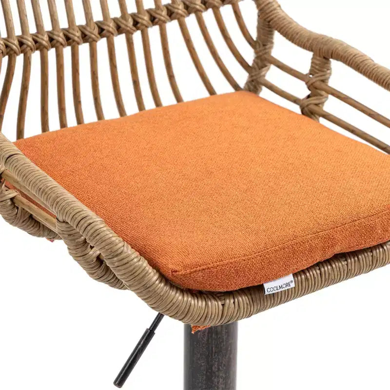 Tabourets de bar pivotants en rotin - Chaises à base métallique réglables en hauteur