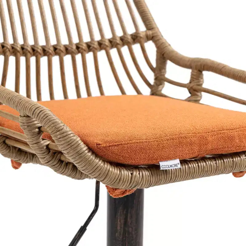 Tabourets de bar pivotants en rotin - Chaises à base métallique réglables en hauteur