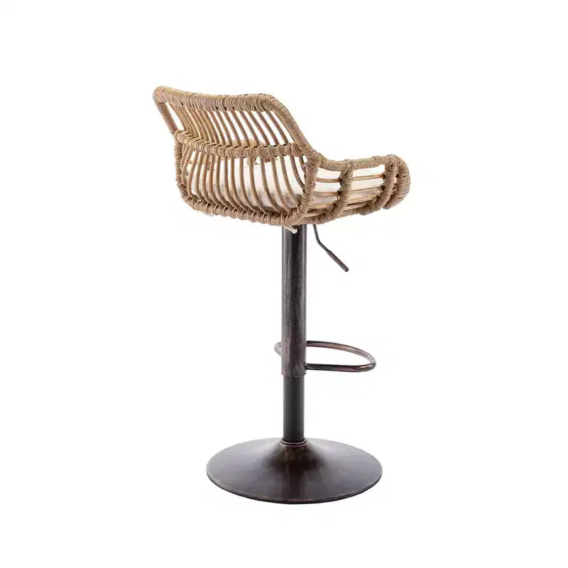 Tabourets de bar pivotants en rotin - Chaises à base métallique réglables en hauteur