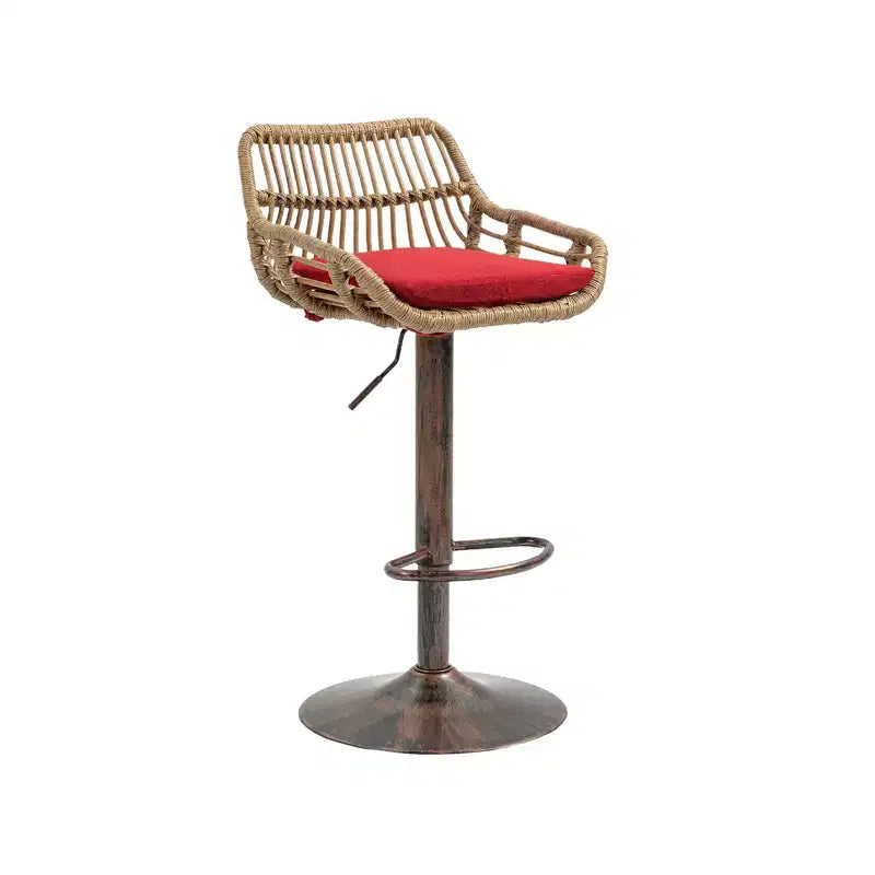 Tabourets de bar pivotants en rotin - Chaises à base métallique réglables en hauteur
