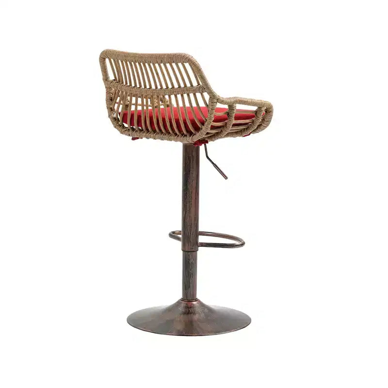 Tabourets de bar pivotants en rotin - Chaises à base métallique réglables en hauteur