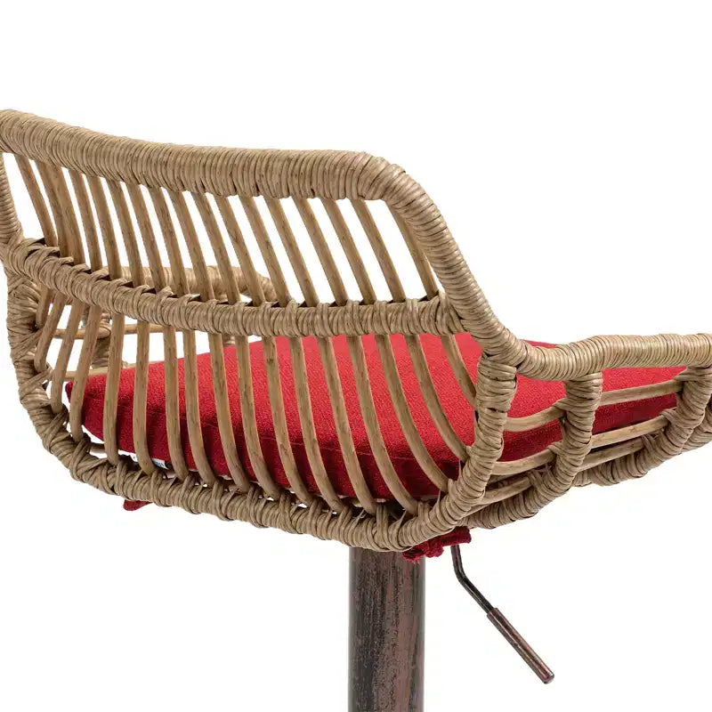 Tabourets de bar pivotants en rotin - Chaises à base métallique réglables en hauteur