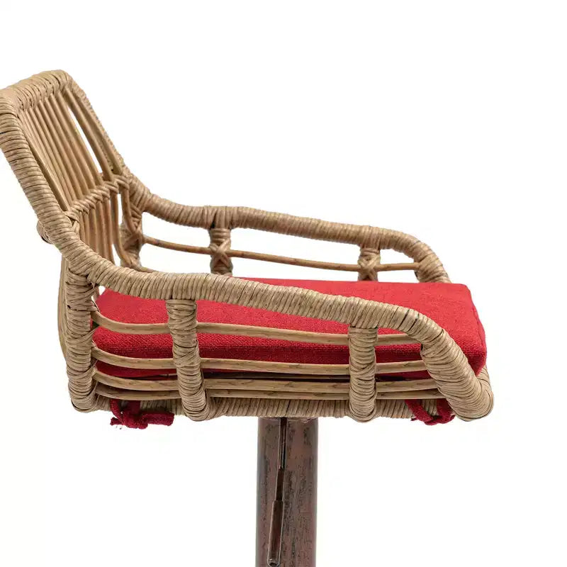 Tabourets de bar pivotants en rotin - Chaises à base métallique réglables en hauteur