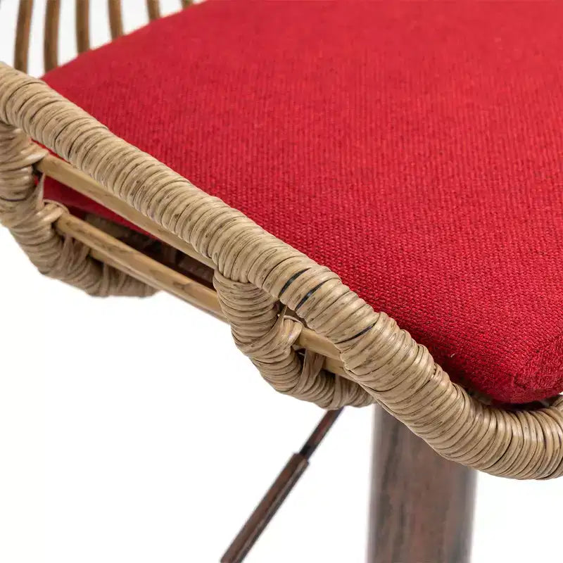 Tabourets de bar pivotants en rotin - Chaises à base métallique réglables en hauteur