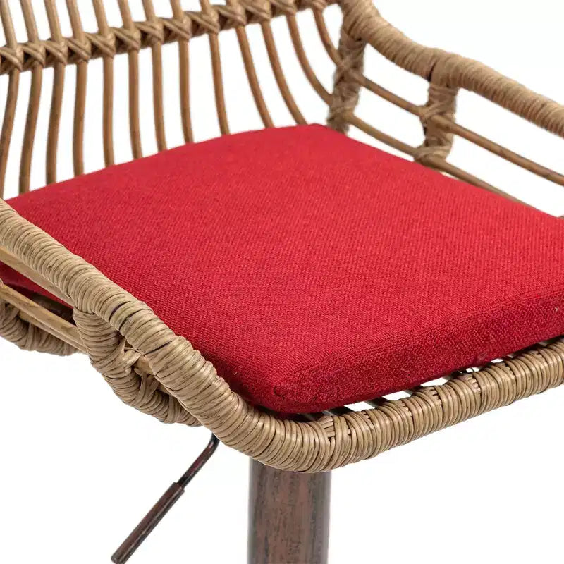 Tabourets de bar pivotants en rotin - Chaises à base métallique réglables en hauteur
