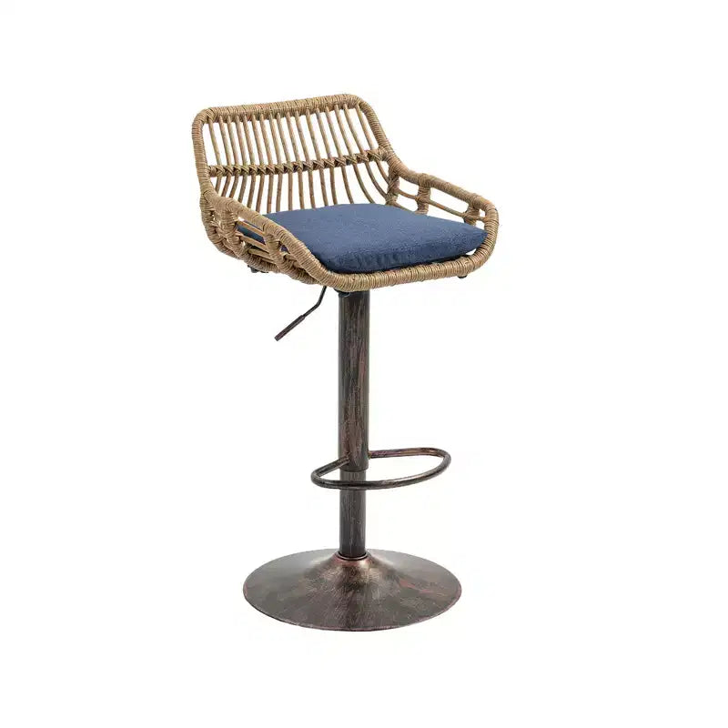 Tabourets de bar pivotants en rotin - Chaises à base métallique réglables en hauteur