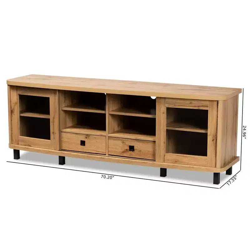 Meuble TV en bois à 2 tiroirs