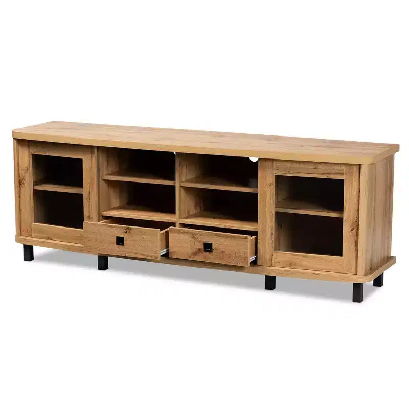 Meuble TV en bois à 2 tiroirs