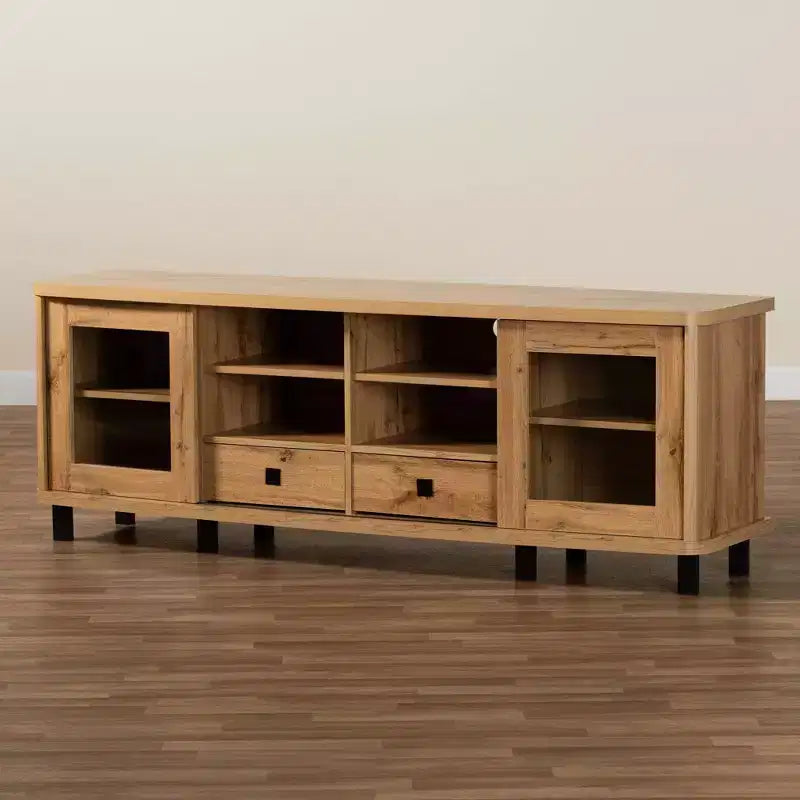 Meuble TV en bois à 2 tiroirs