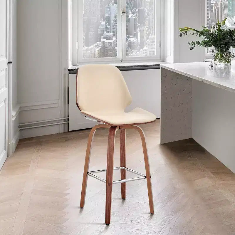 Tabouret de bar hauteur comptoir avec assise en cuir