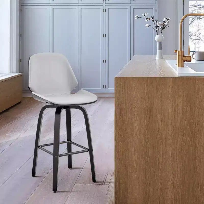 Tabouret de bar hauteur comptoir avec assise en cuir