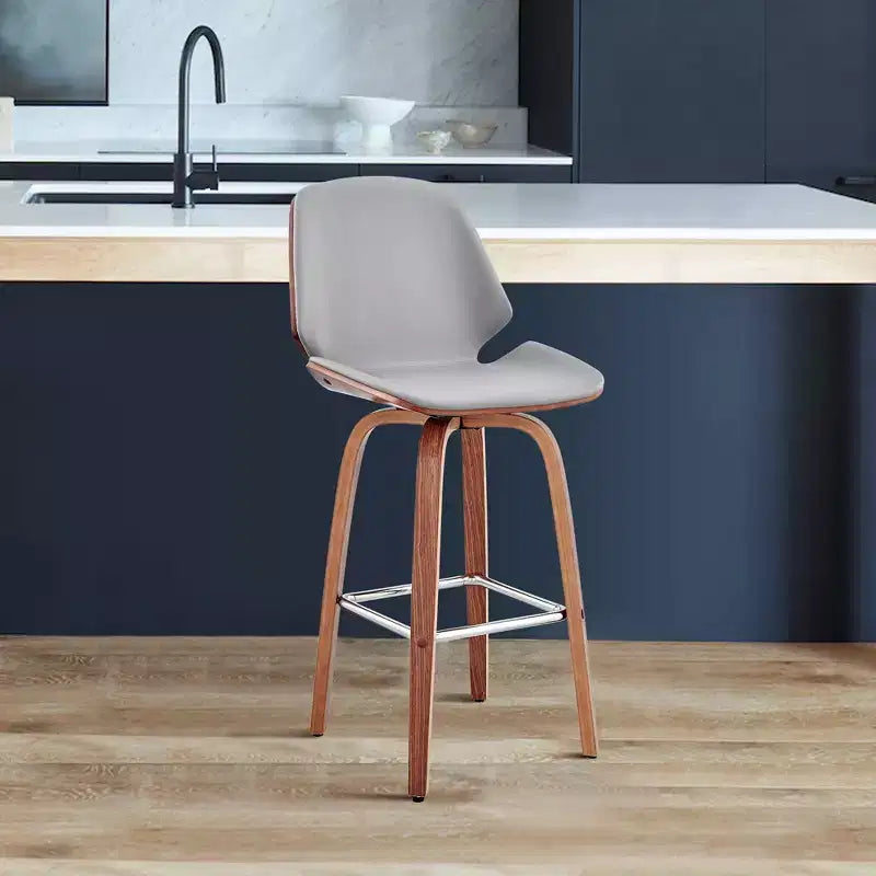 Tabouret de bar hauteur comptoir avec assise en cuir