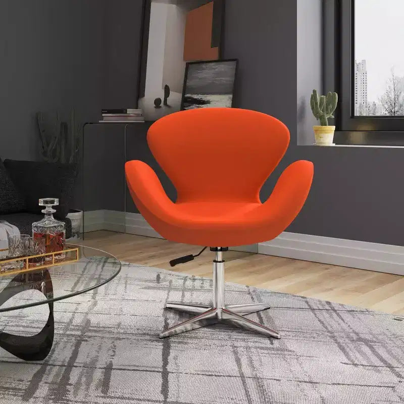 Chaise pivotante réglable en mélange de laine framboise