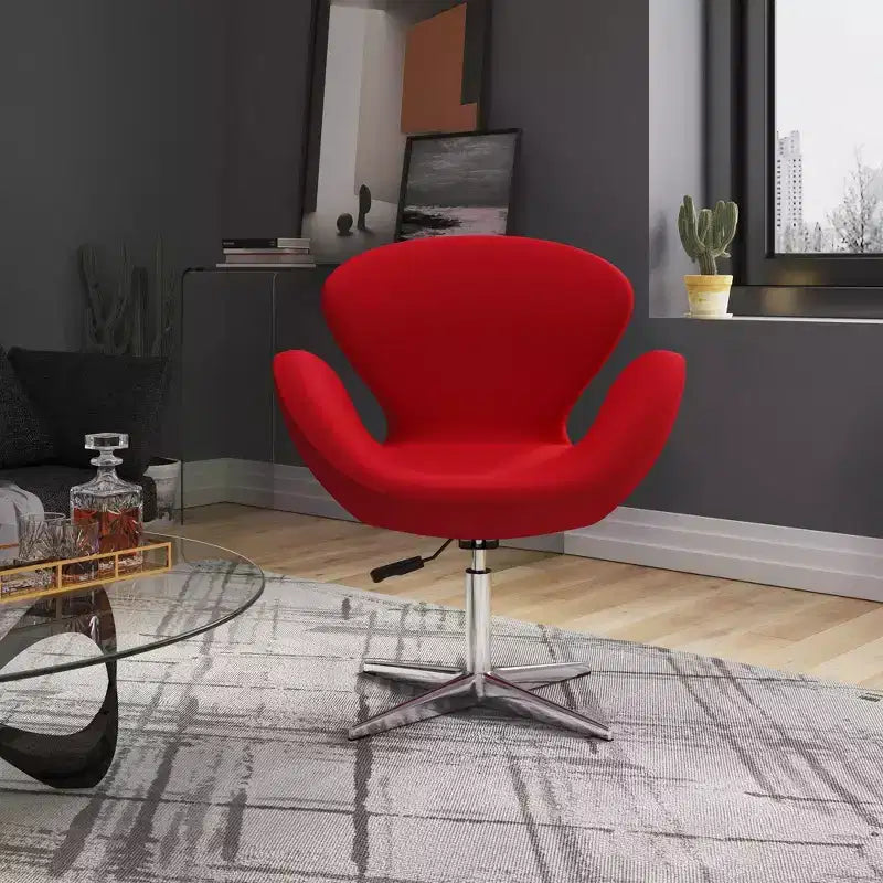 Chaise pivotante réglable en mélange de laine framboise