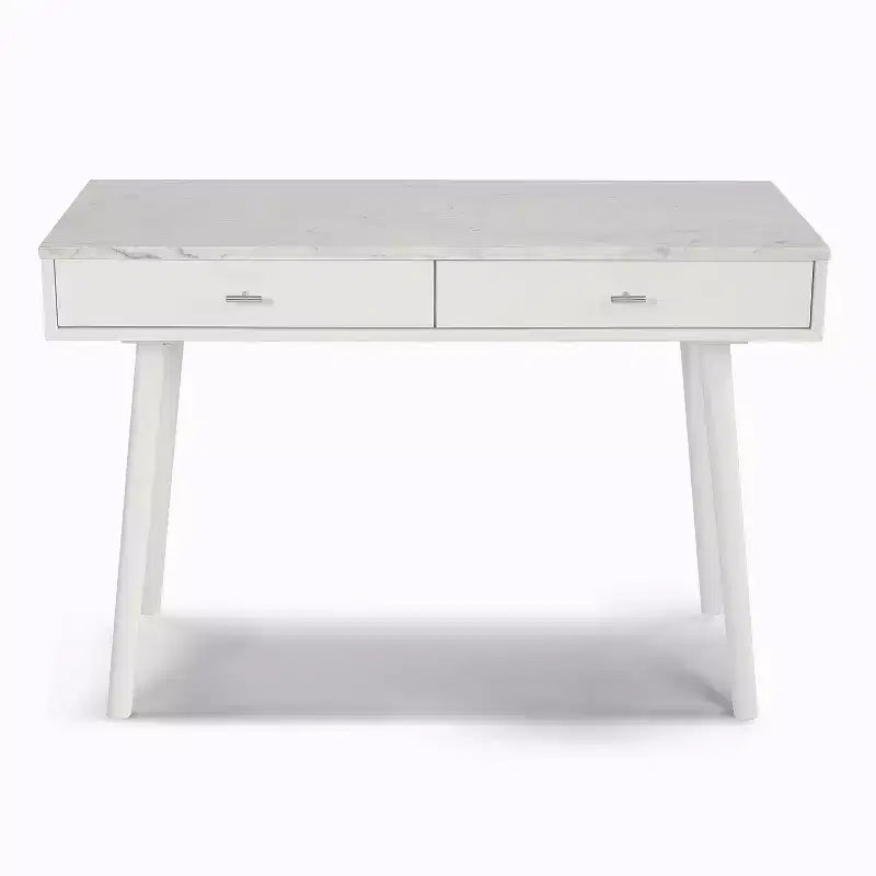 The Bianco Collection Viola 44 Rectangular Italian Carrara White Marble Writing Desk